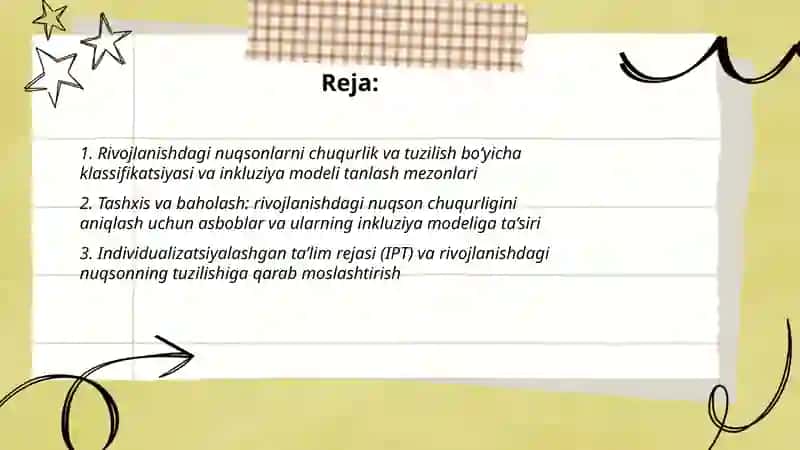 Rivojlanishdagi nuqsonlarni chuqurlik va tuzilish bo‘yicha klassifikatsiyasi va inkluziya modeli tanlash mezonlari 2