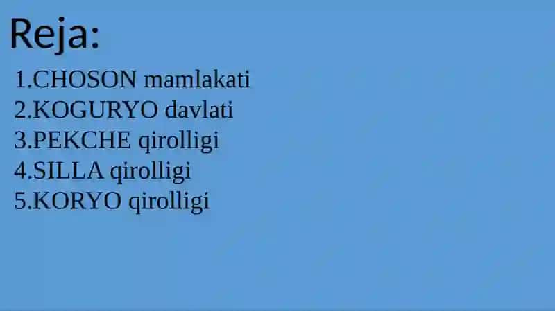 Koreya o`rta asrlarda 2