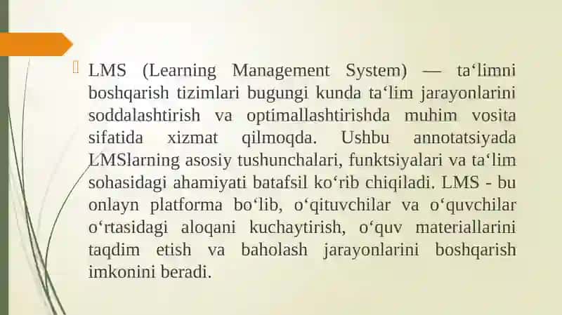 LMS (learning management system) – ta’limni boshqaruv tizimlari 2