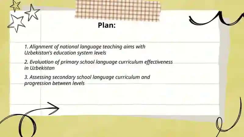 Evaluating language teaching aims and curriculum in teaching system levels of Uzbekistan 2