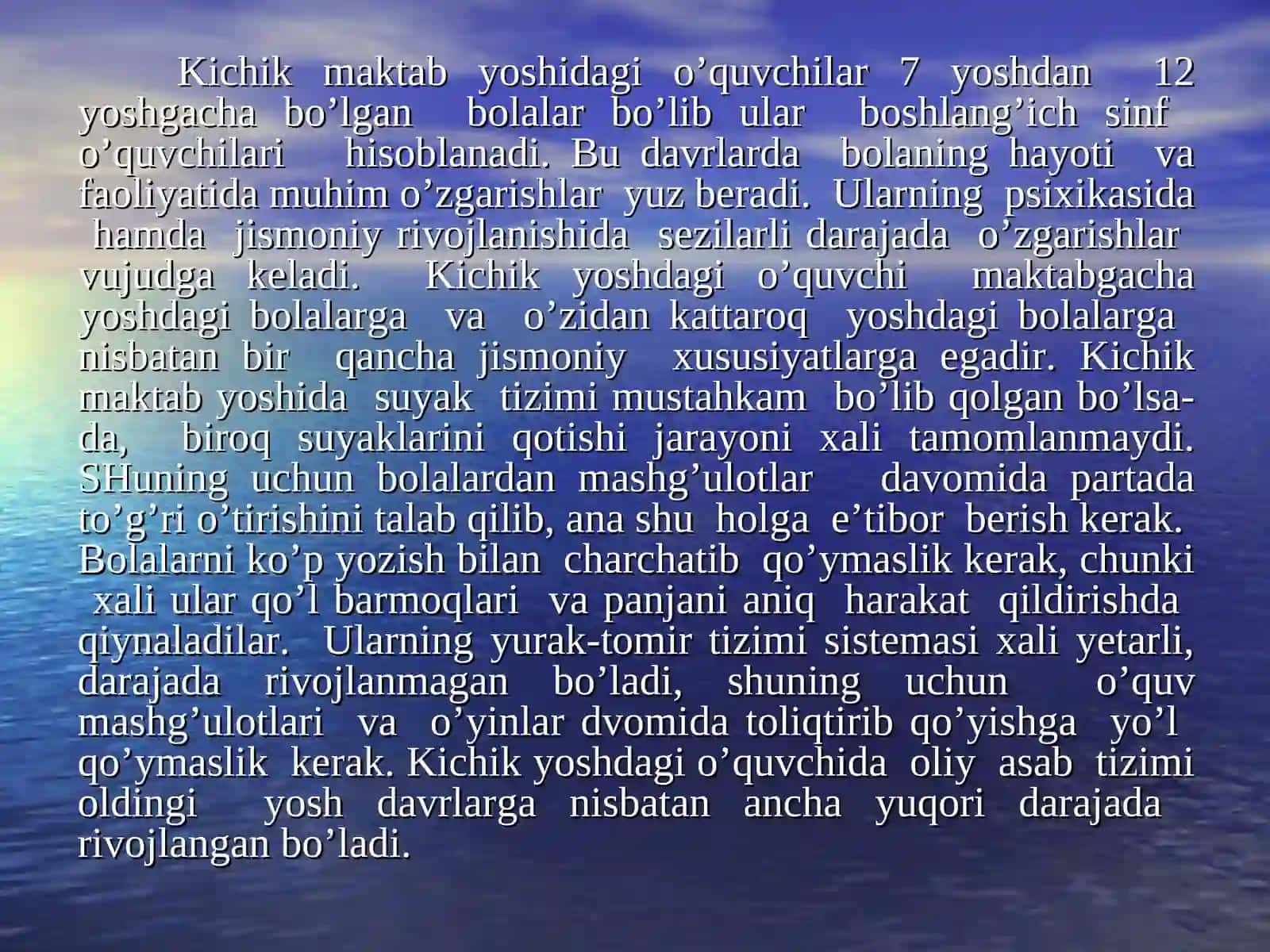 Kichik maktab yoshiDAVRIDA PSIXIK RIVOJLANISHXUSUSIYATLARI 2