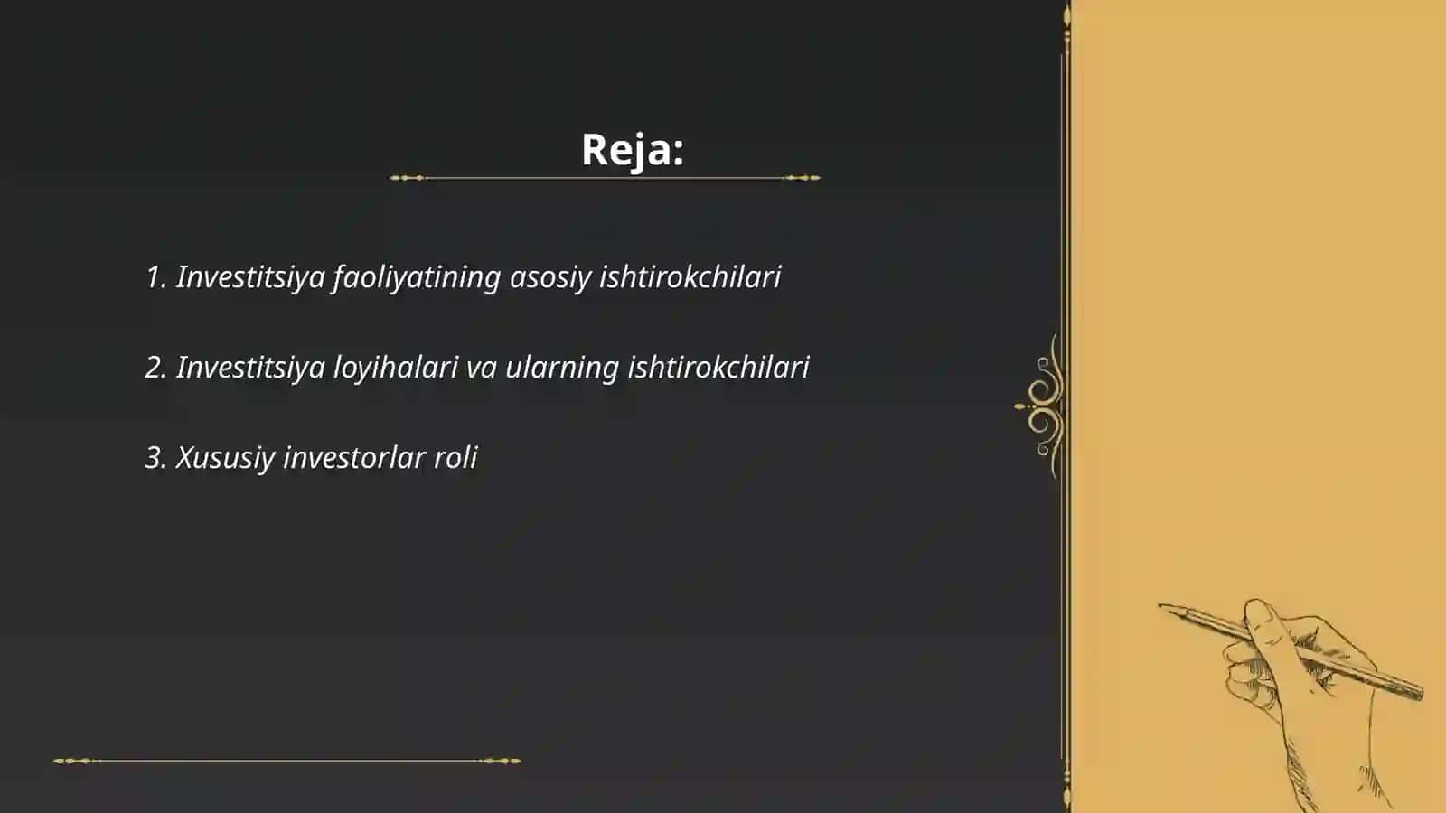 Investitsiya faoliyatining ishtirokchilari, obyekti va subyektlari 2