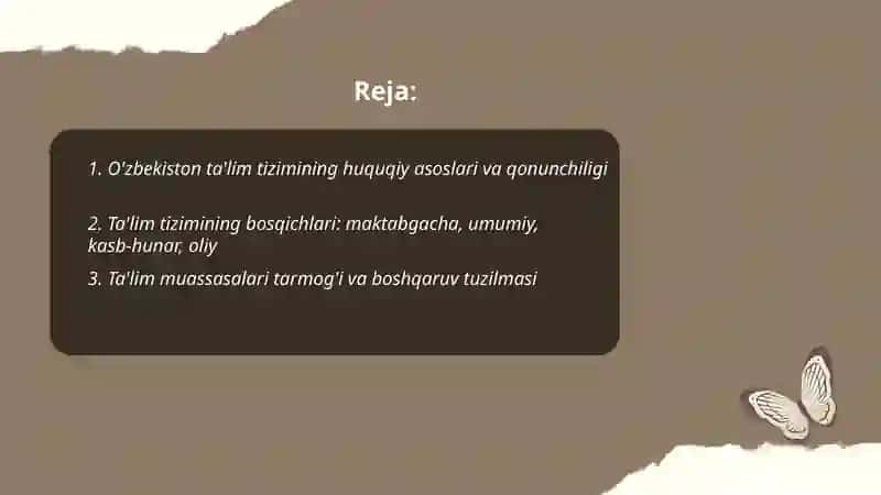 O'zbekiston Respublikasi taʼlim tizimi. Pedagogik kasbi va uning vazifalari 2