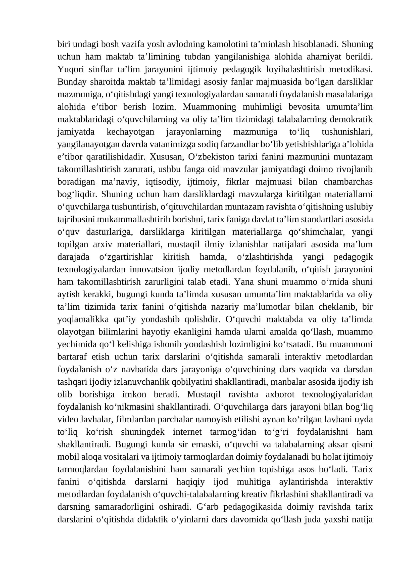 Maktab o'quvchilari uchun tarix fanini interaktiv usulda o'qitish metodikasi 2