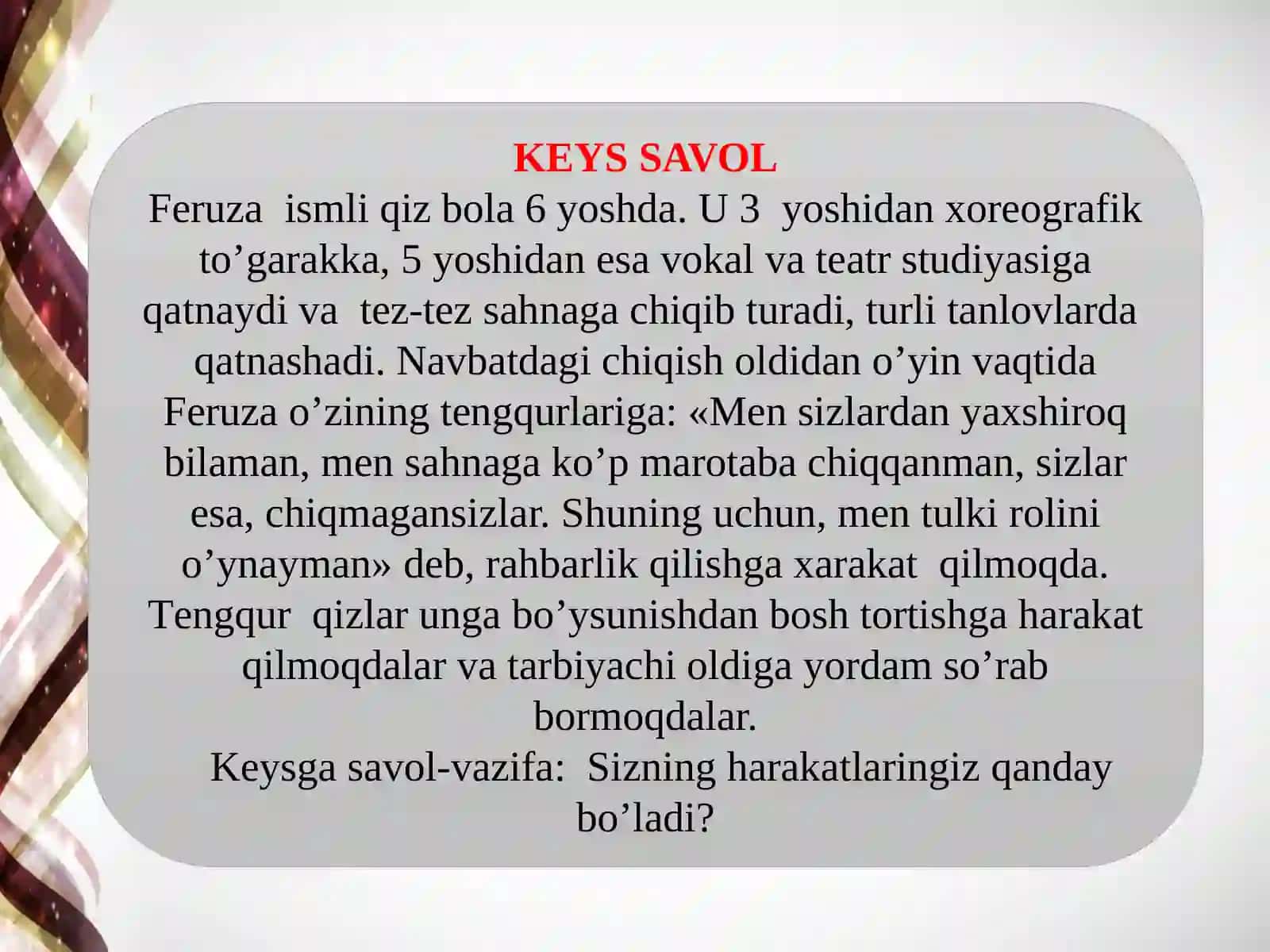 Sahnalashtirish faoliyati jarayonida bolalarda ijodkorlikni rivojlanishi metodlari 2