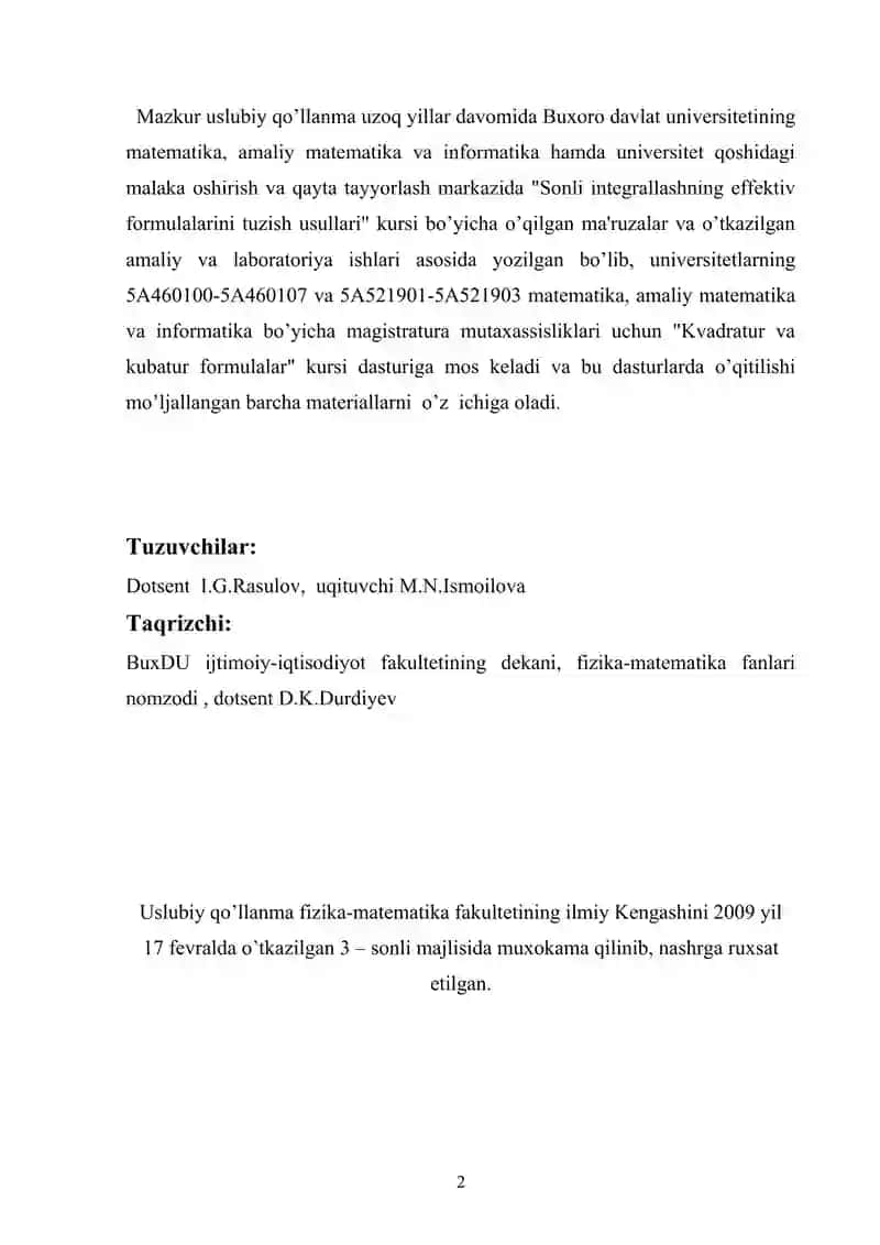 Kvadratur va kubatur formulalar 2