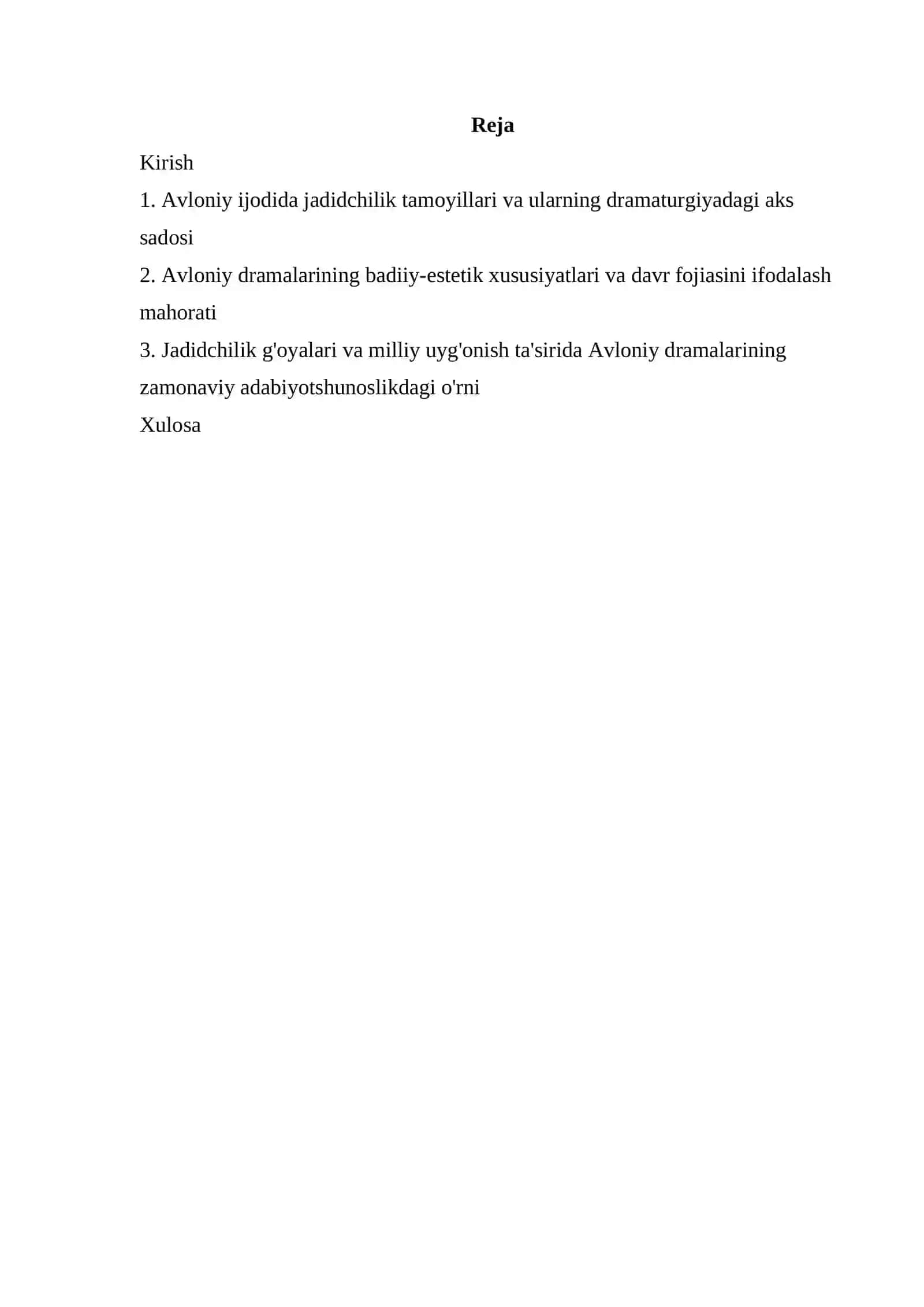 "Avloniy dramalarida jadidchilik g'oyalari va davr fojiasi talqinida" 2