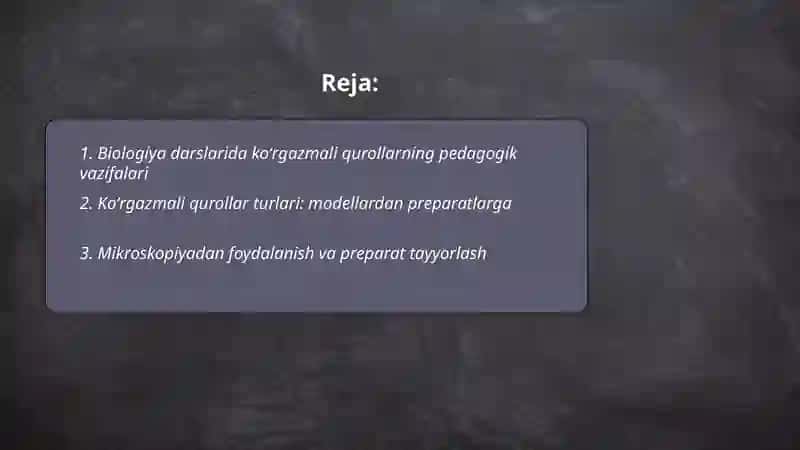 Biologiya fanidan koʻrgazmali qurollardan foydalanish 2