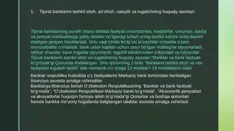Tijoratbanklarinitashkiletishninghuquqiyvaiqtisodiyasoslari 2