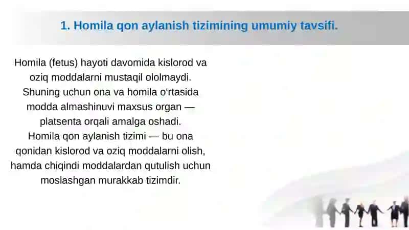 Ona qornida qon aylanishning ahamiyati va bola tug‘ilgandan keyingi o‘zgarishlar. 2