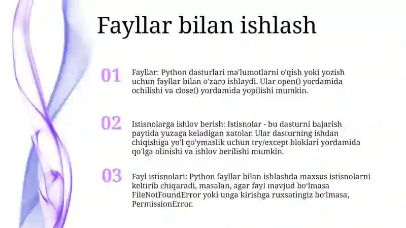 Pythonda Fayllar Va Istisnolar Bilan Ishlash 2