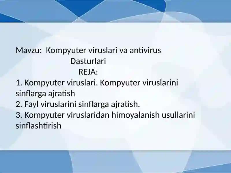 Kompyuter viruslari va antivirus Dasturlari 2