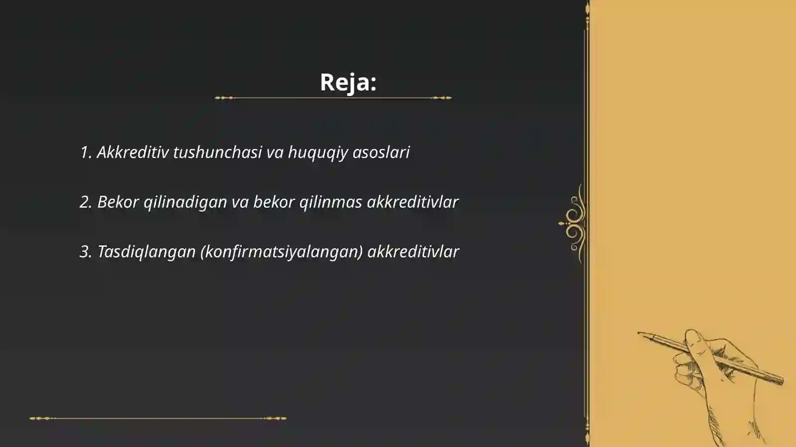 Eksport va import operatsiyalarida qoʻllaniladigan akkreditivlar va ularning hisobi 2