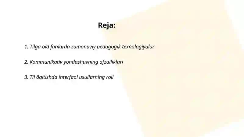 Tilga oid fanlarni õqitishda zamonaviy yondashuvlar 2