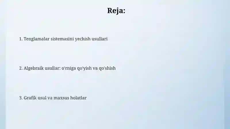 Tenglamalar sistemasini yechishning turli usullari 2