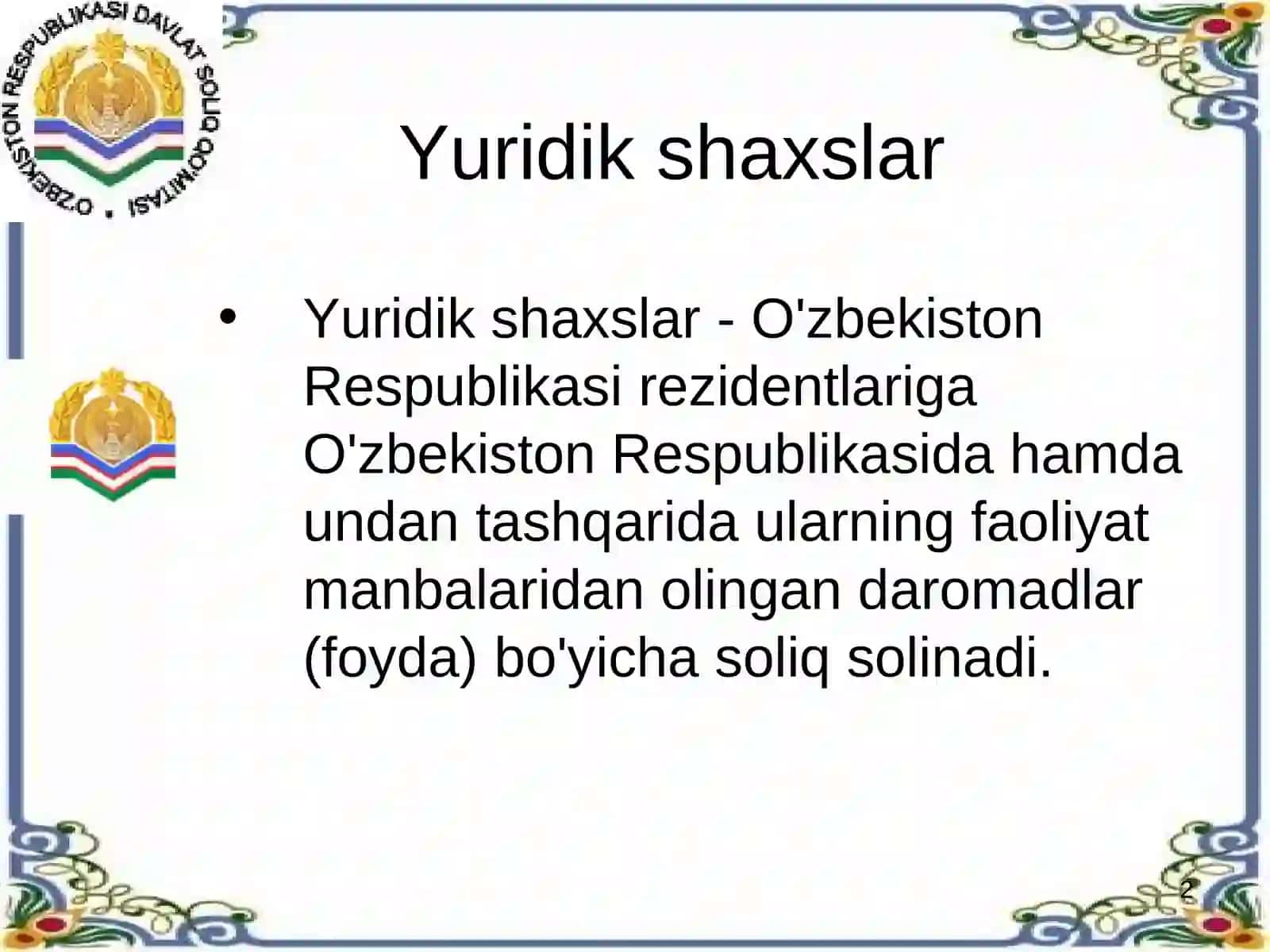 Yuridik shaxslardan olinadigan foyda solig'ining iqtisodiy mohiyati va ahmiyati 2