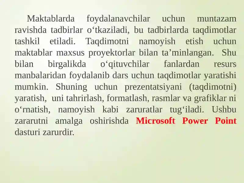 Taqdimotlar bilan ishlash texnologiyasi 2