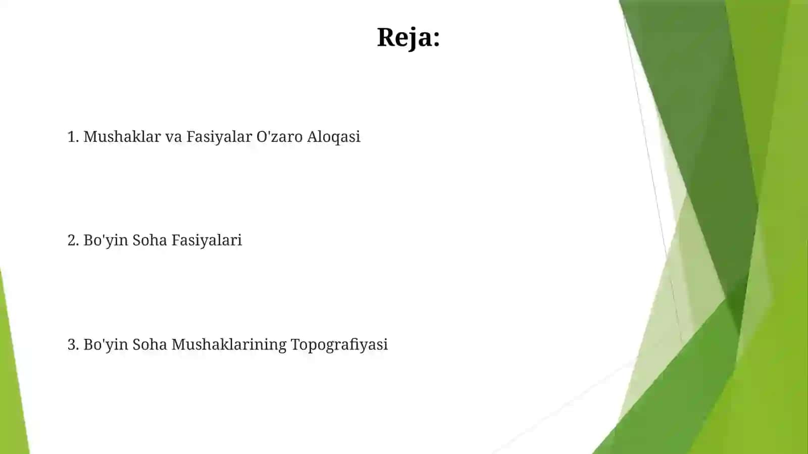 Bo'yinsohasining mushak va fastsiyalari hamda topografiyasi 2