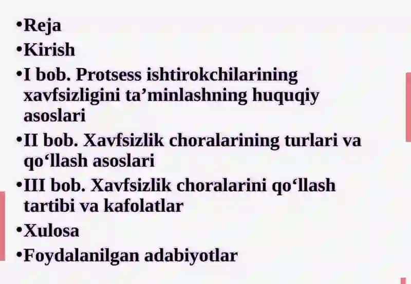 Protsessishtirokchilarining xavfsizligini ta’minlash 2