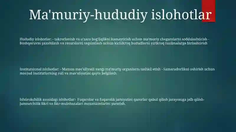 Yangi O‘Zbekistonda Amalga Oshirilayotgan Islohotlar 2