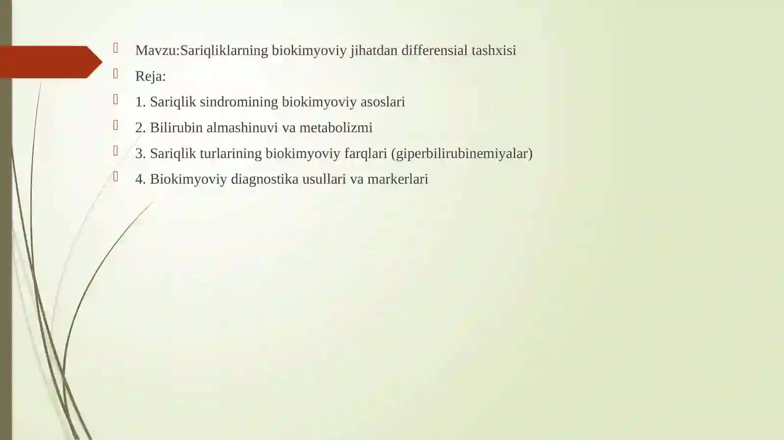 Sariqliklarning biokimyoviy jihatdan differensial tashxisi 2