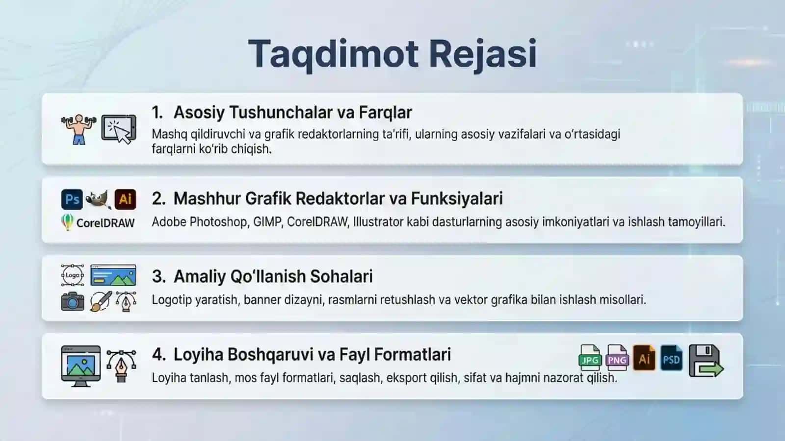 Mashq qildiruvchi va grafik redaktorlar bilan ishlash 2