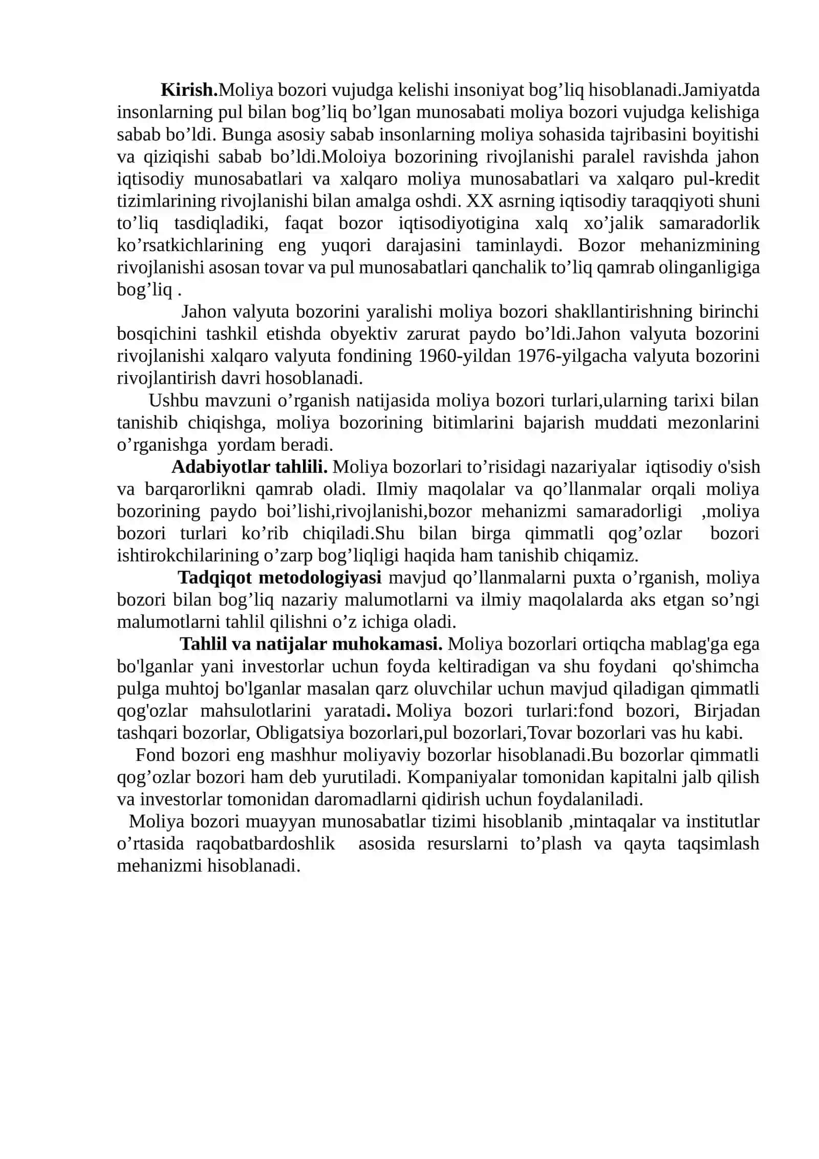 Moliya bozori tushunchasi va uning iqtisodiyotdagi ahmiyati 2