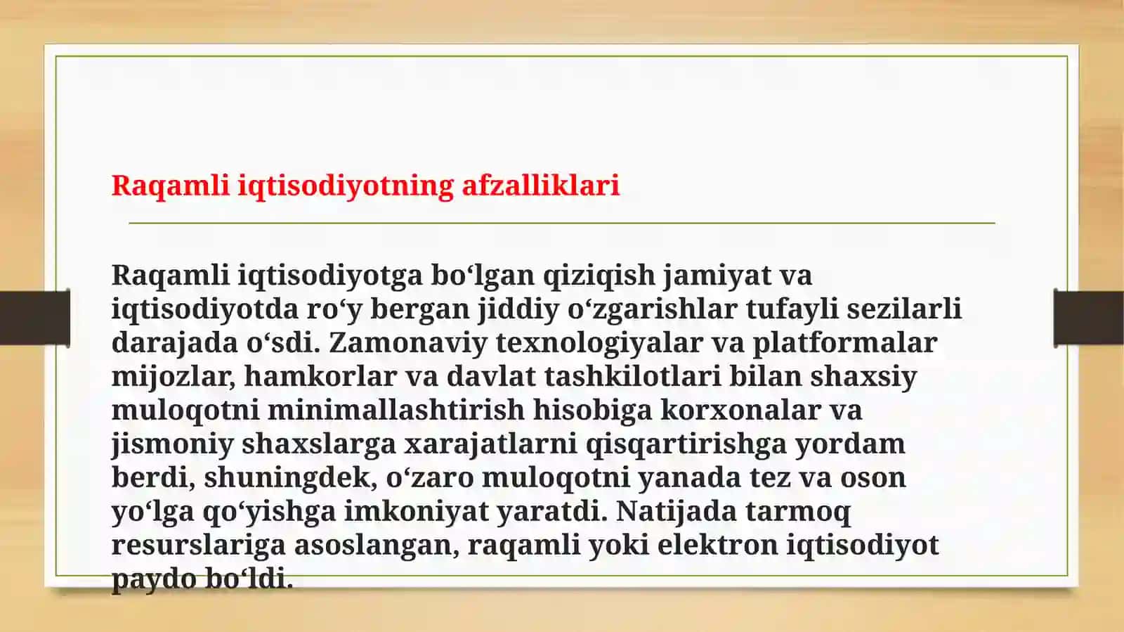Raqamli iqtisodiyotning afzalliklari 2
