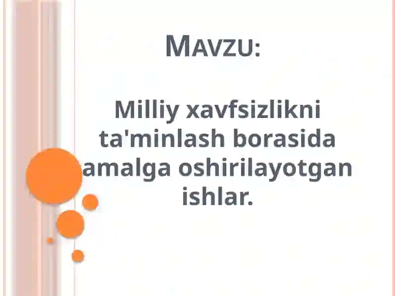 Milliy xavfsizlikni ta'minlash bo'rasida amalga oshirilayotgan ishlar 2