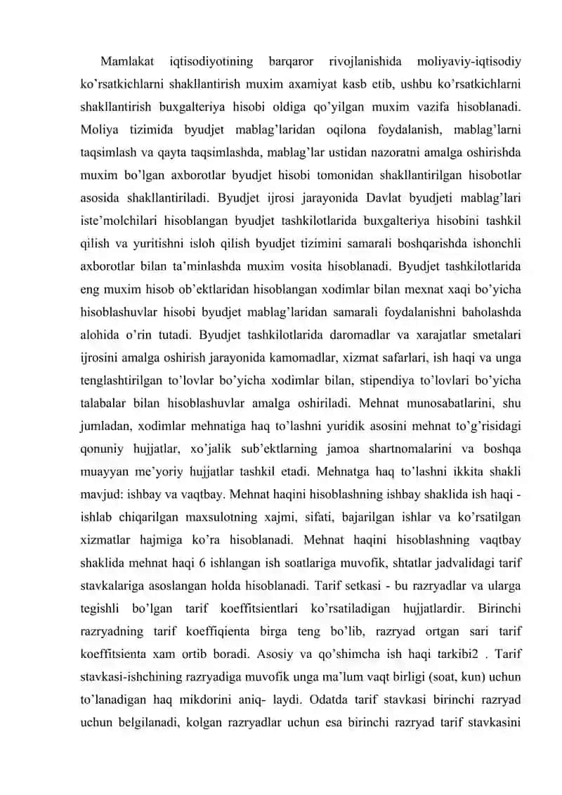 Byudjet tashkilotlarida xodimlar va stipendiya oluvchilar bilan hisoblashuvlar hisobi 2