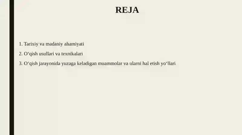 Markaziy vint o‘qi. 2