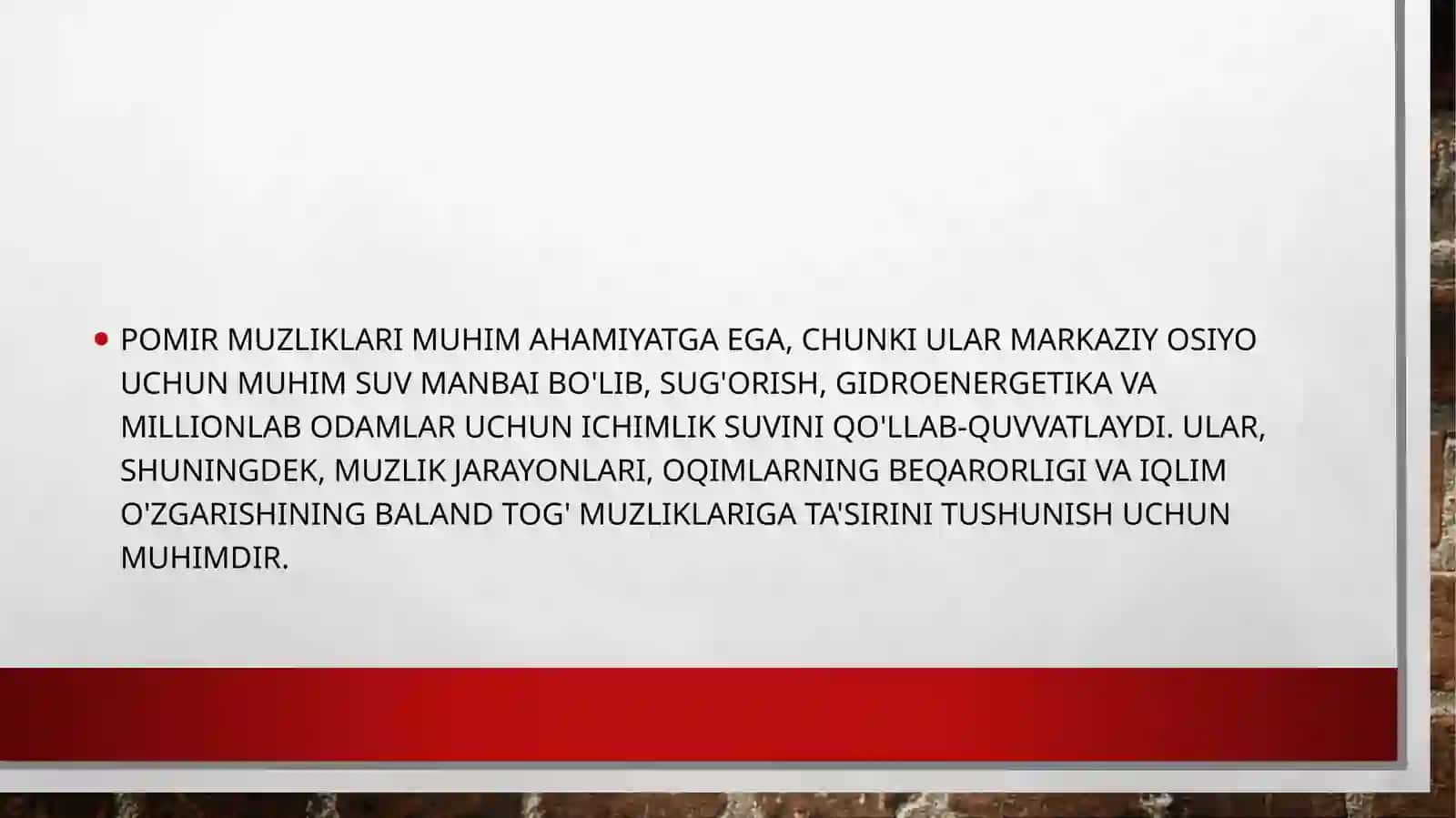 Pomir togʻ tizmasidagi hozirgi zamon muzliklari ularni ahamiyati 2