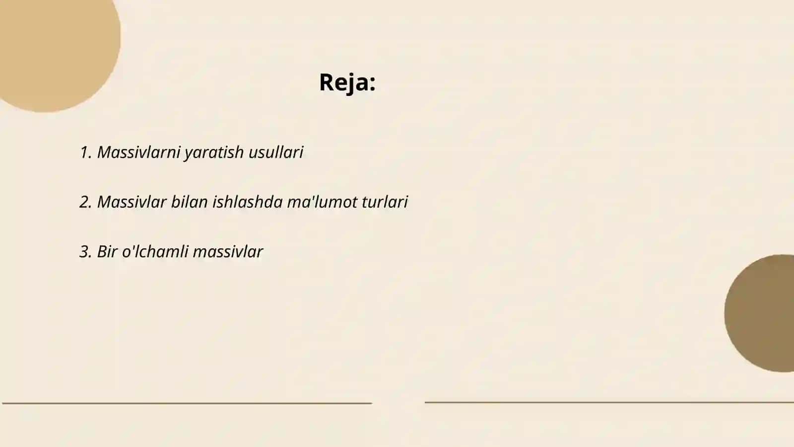 Massivlar haqida 2