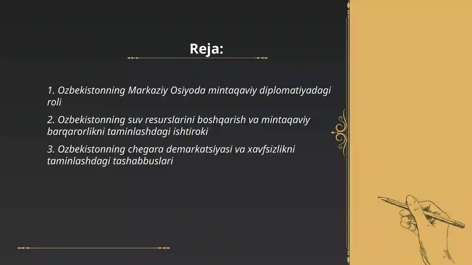 Ozbekistonning markaziy osiyoda tinchlik va barqarorlikni taminlashdagi orni 2