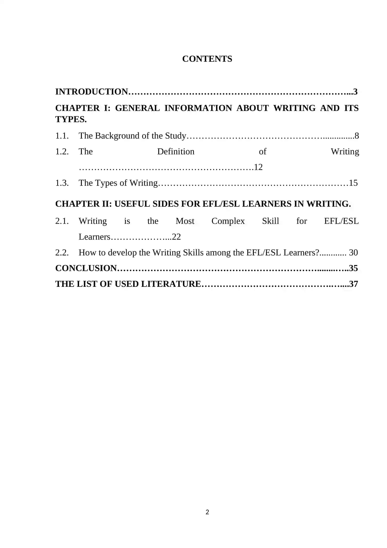 English Faculty II Course Paper 2