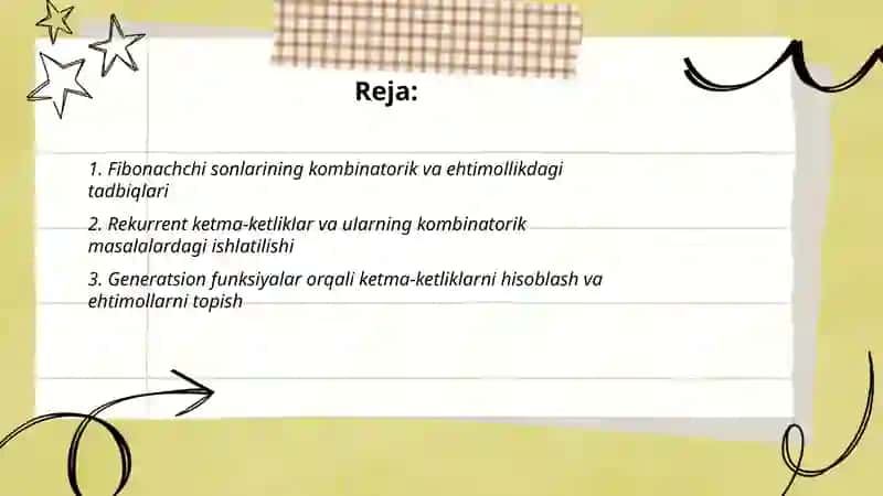Sonli ketma ketliklarni kombinatorika ehtimollar nazariyasidagi tadbiqlari 2