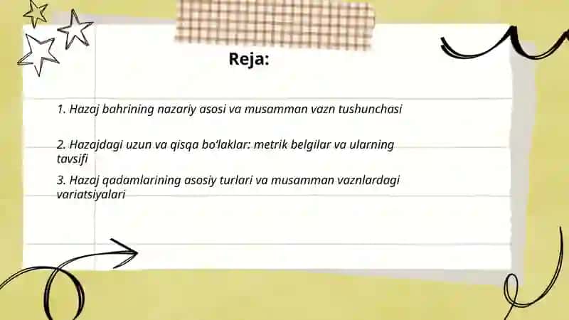 Hazaj bahrining musamman vaznlari tahlili 2