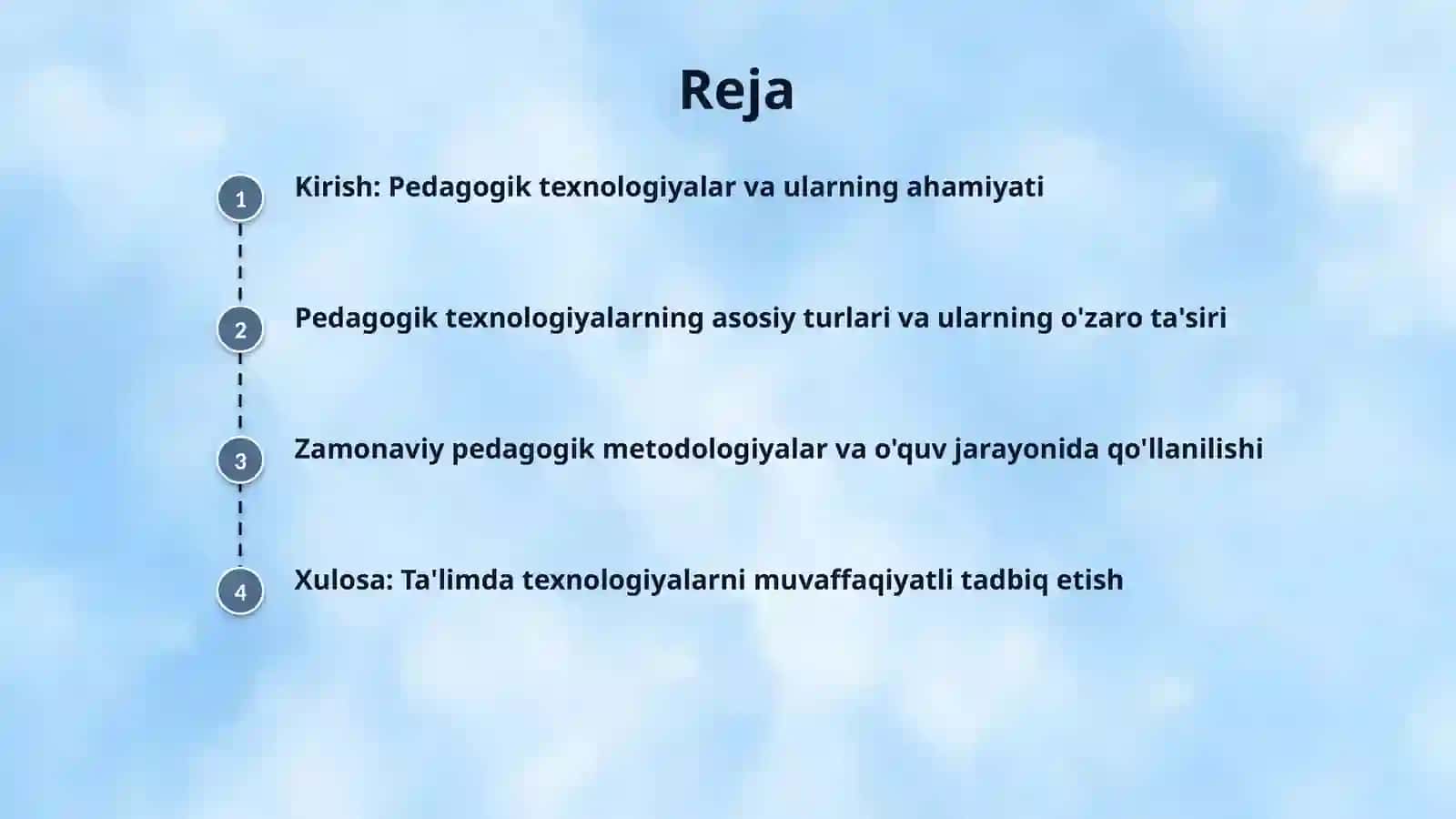 Pedagogik texnologiyaga oid fikr taraqqitotini tizimlashtirish. 2