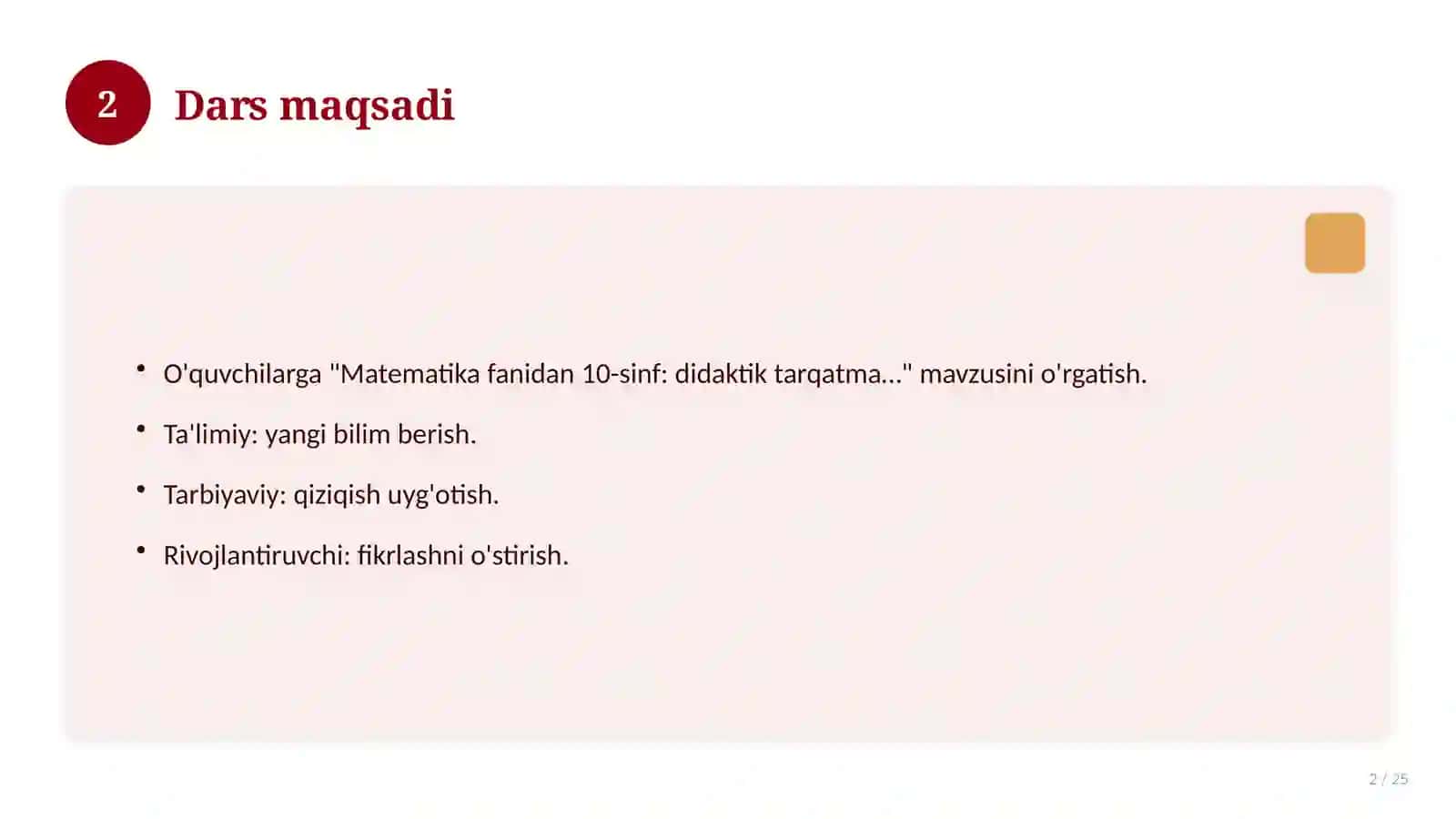 Matematika fanidan 10-sinf: didaktik tarqatma materiallar 2