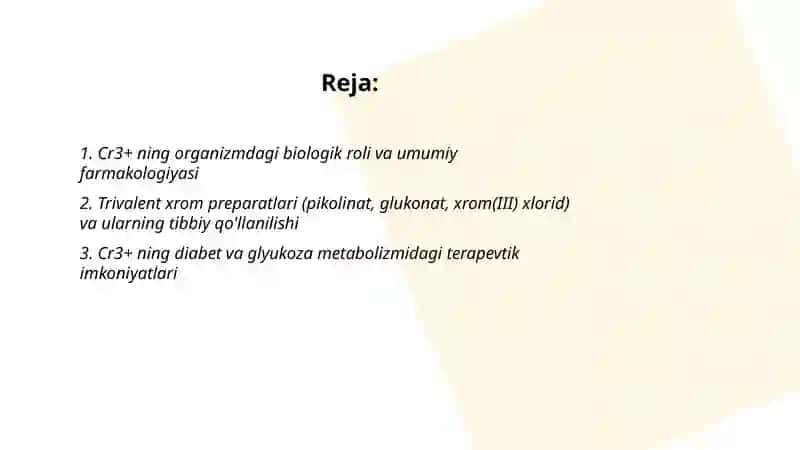 Cr+3 kationini tibbiyotda qo'llanishi va analitik reaksiyalari 2