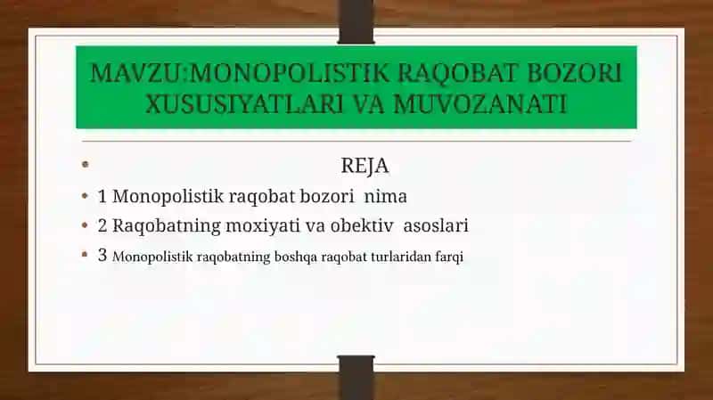MIKROIQTISODIYOT FANIDAN MUSTAQIL ISHI UCHUN TAYYORLAGAN TAQDIMOTI 2