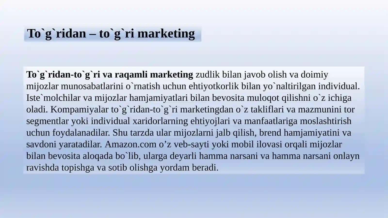 The principles of Marketing 2