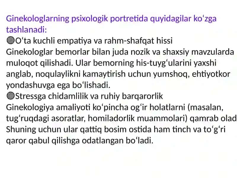 Ginekologlarning psixologik portreti 2