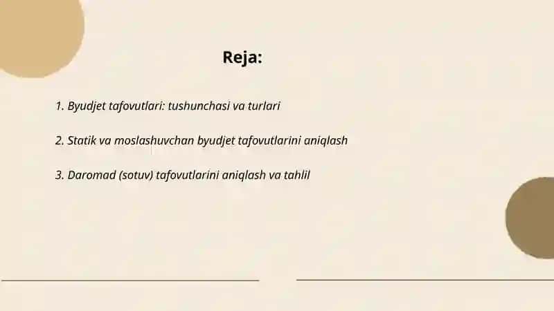 Byudjet tafovutlarini aniqlash 2