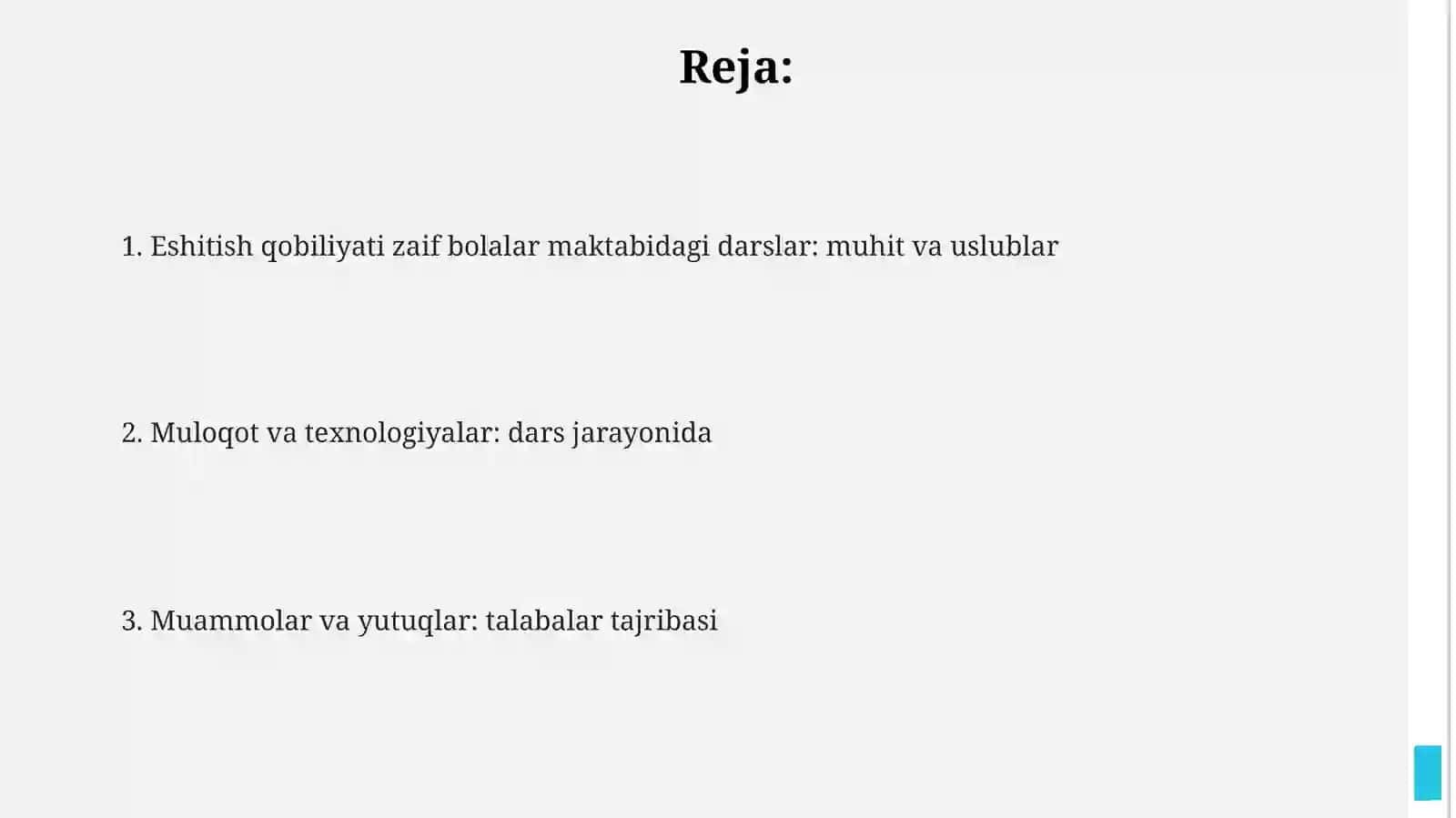 Zaif eshituvchi maktabida darslarda qatnashish 2