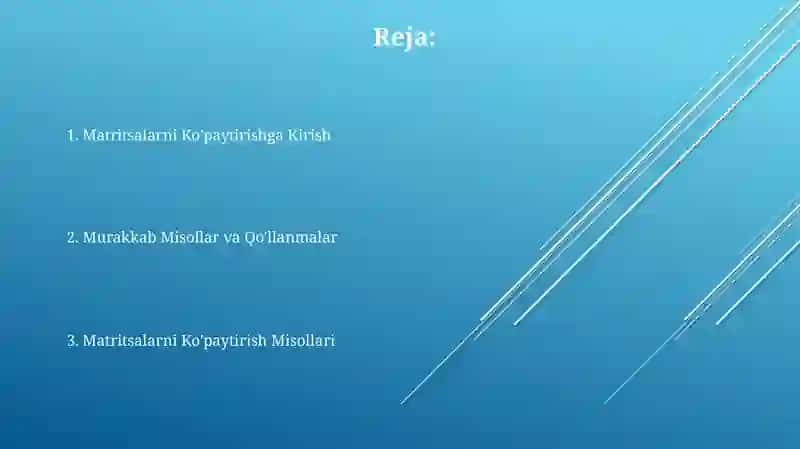 Matritsani matritsaga koʻpaytirish 20 ta misol bilan 2