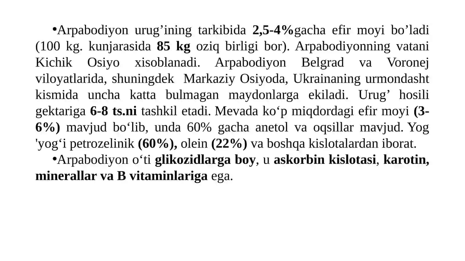 Arpabodiyon ahamiyati, biologiyasi 2
