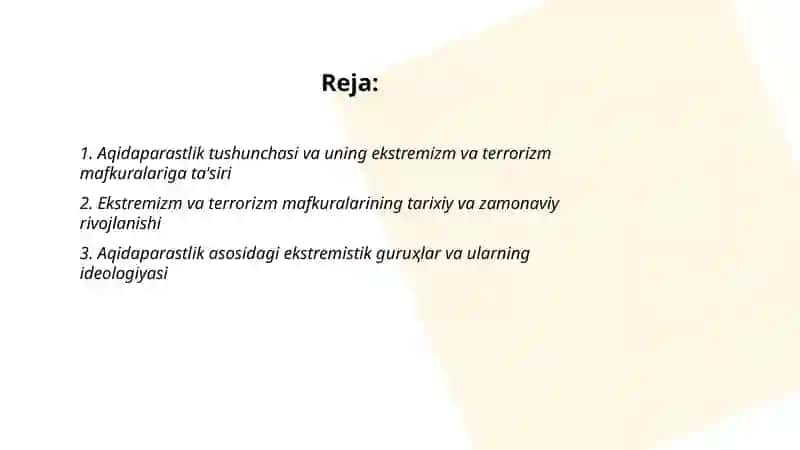 Aqidaparastlik, ekstremizm va terrorizm mafkuralari 2