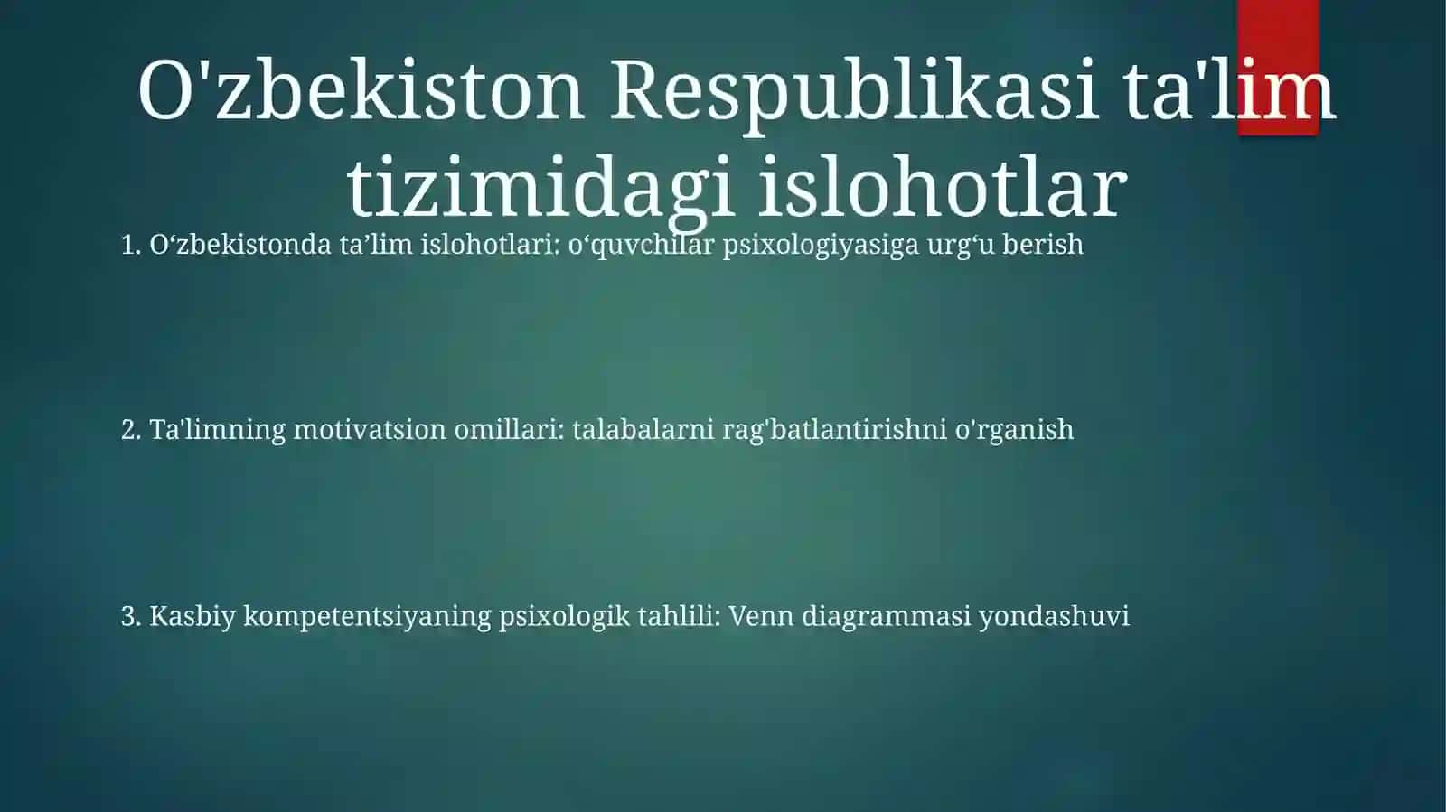 O‘Zbekiston Respublikasida Ta’Lim Tizimidagi Islohotlar 2
