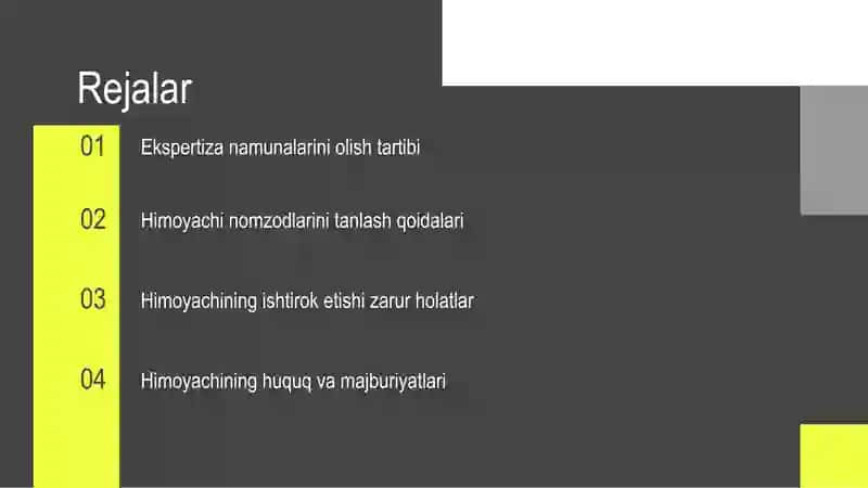 Ekspertiza tekshiruvi uchun namunalar olish 2